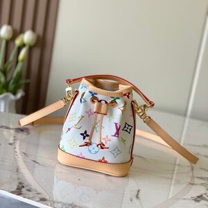 Louis Vuitton White Multicolor Monogram Mini Bucket Bag